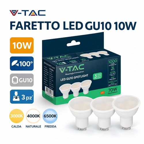 Tac faretto led gu10 10w - v-tac,