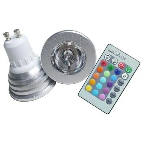 Faretto led gu10 rgb cambia - 3w,